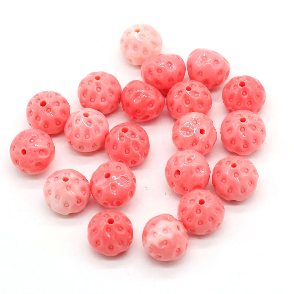 70PCS Wholesale Coral Pink Strawberry Beads Crafts For Jewelry Making DIY Necklace Bracelet Earring Accessory Charm Gift