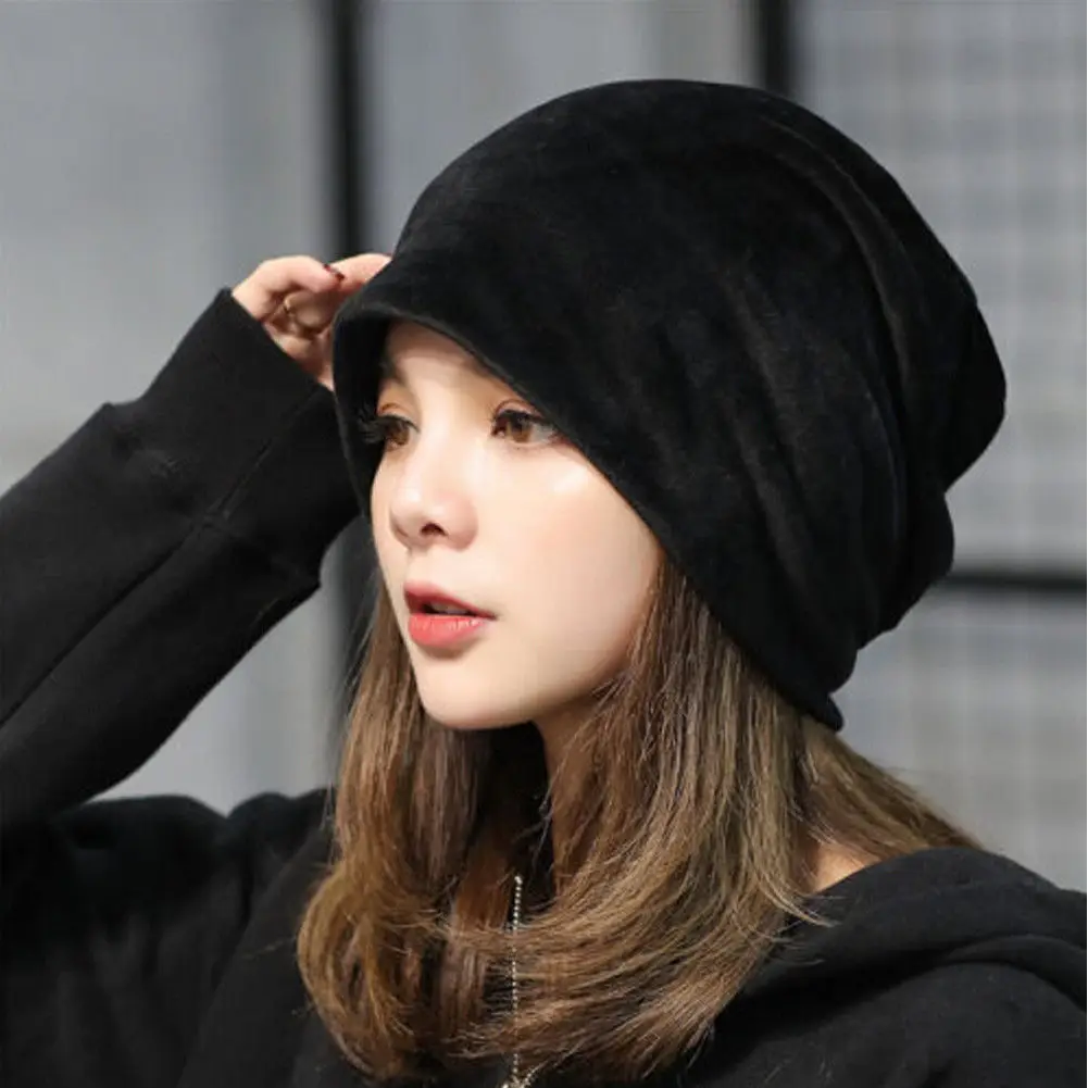 Fashion Winter Hats Women Beanies Men Women Skullies Casual Thick Warm Velvet Beanies Solid Warm Cap Velvet Oversized