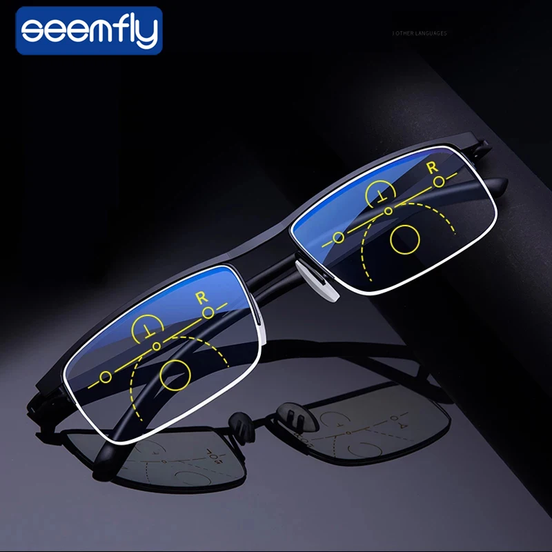 

+1.0 +1.5 +2 +2.5 +3.5 Intelligent Progressive Reading Glasses Men Women Near and Far Anti Blue Ray Automatic Adjustment Eyewear