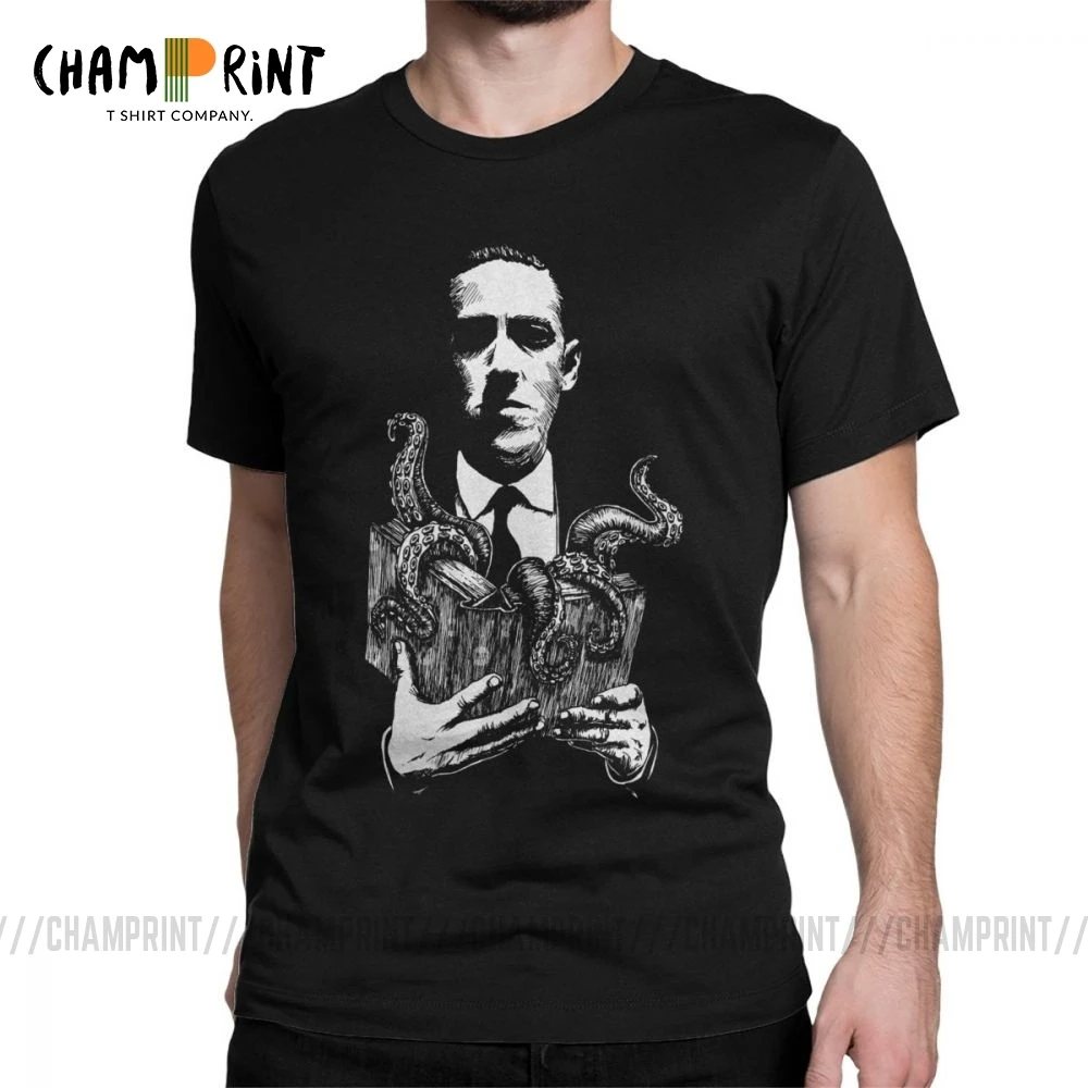 Storytime With Lovecraft Men T Shirts Cthulhu Lovecraftian Horror Camiseta Vintage Tee Shirt Pure Cotton T-Shirt Summer Clothing