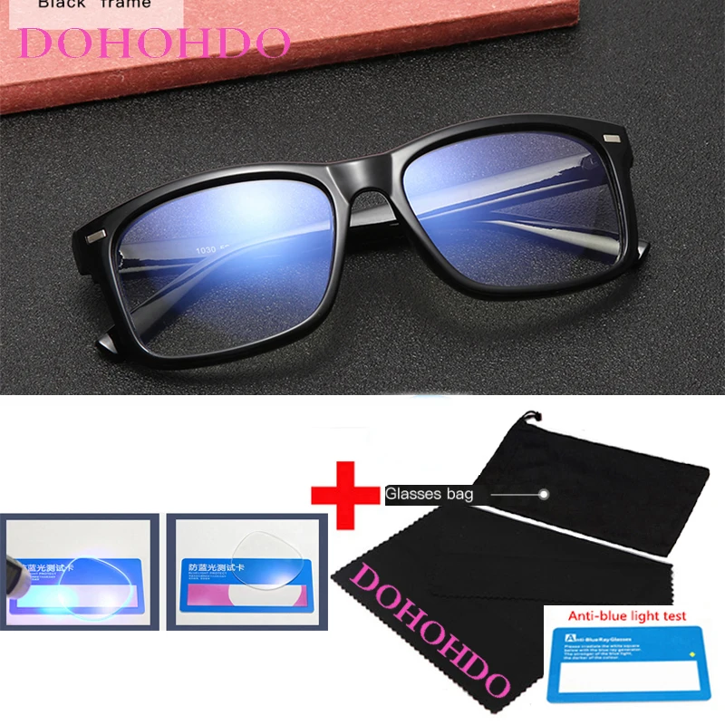 DOHOHDO 2022 Square Anti Blue Light Protection Eye Glasses Men Women Black Leopard Computer Eyeglasses Anti-UV Gaming Eyewear