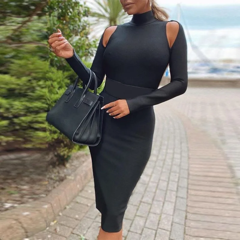 Black Cocktail Dresses Sexy Backless Hollow Out High Waist Party Dress Skinny Mini Women Short Party Dresses Homecoming Dresses