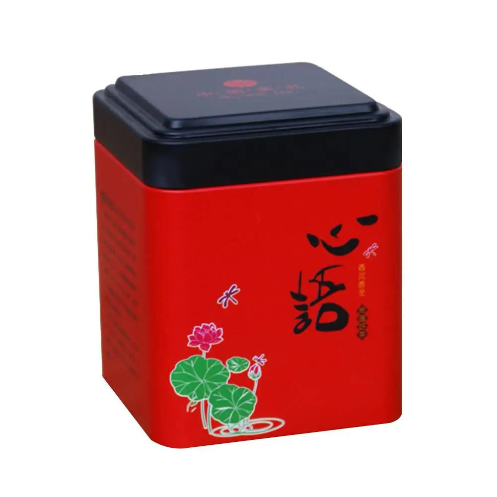 Mini Tin Storage Box Coffee Tea Caddy Square Sealed Tea Leaves Iron Packing Box Chinese Style Tinplate Collection Container Cans