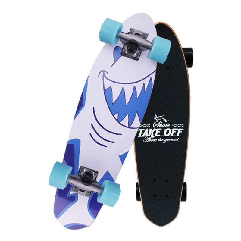 

2023 New Fish Shape Road Skateboard Beginer Single Kicktail Cruiser Rocker Teenager Adult Skating Street Board Maple 4 Wheels