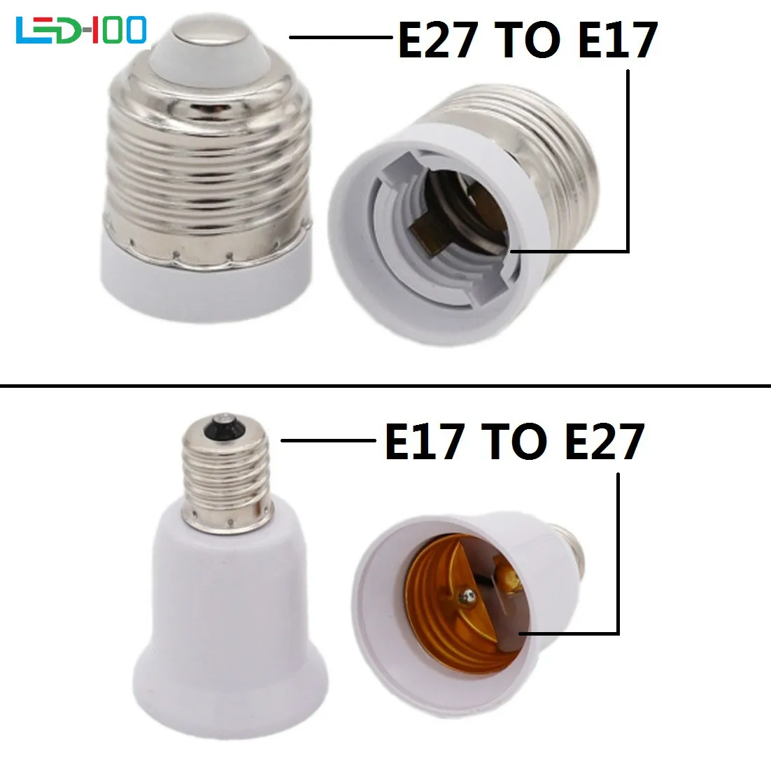 High Quality Fireproof Material Lamp Base E27 to E17 Adapter Conversion Socket E17 - E27 Lamp Holder Converter