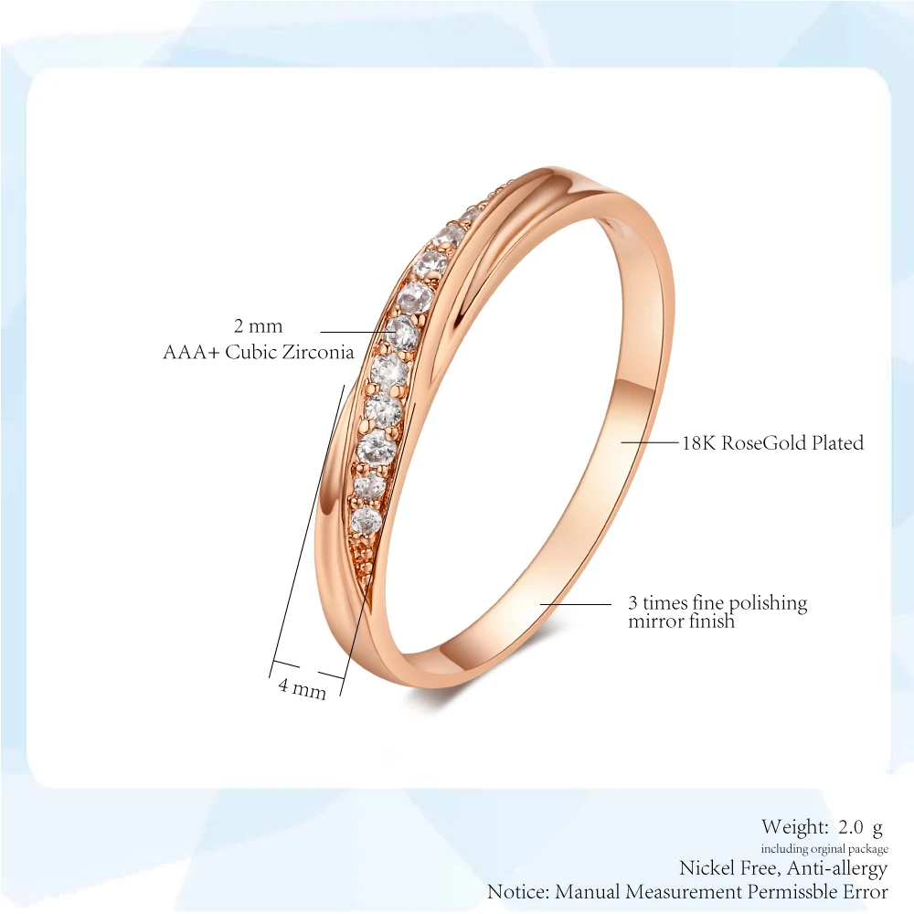 Rings For Women Female Engagement Wedding Promise Women\'s Ring Fashion Jewellry Simple Rose Gold Color Zirconia Jewelry R314