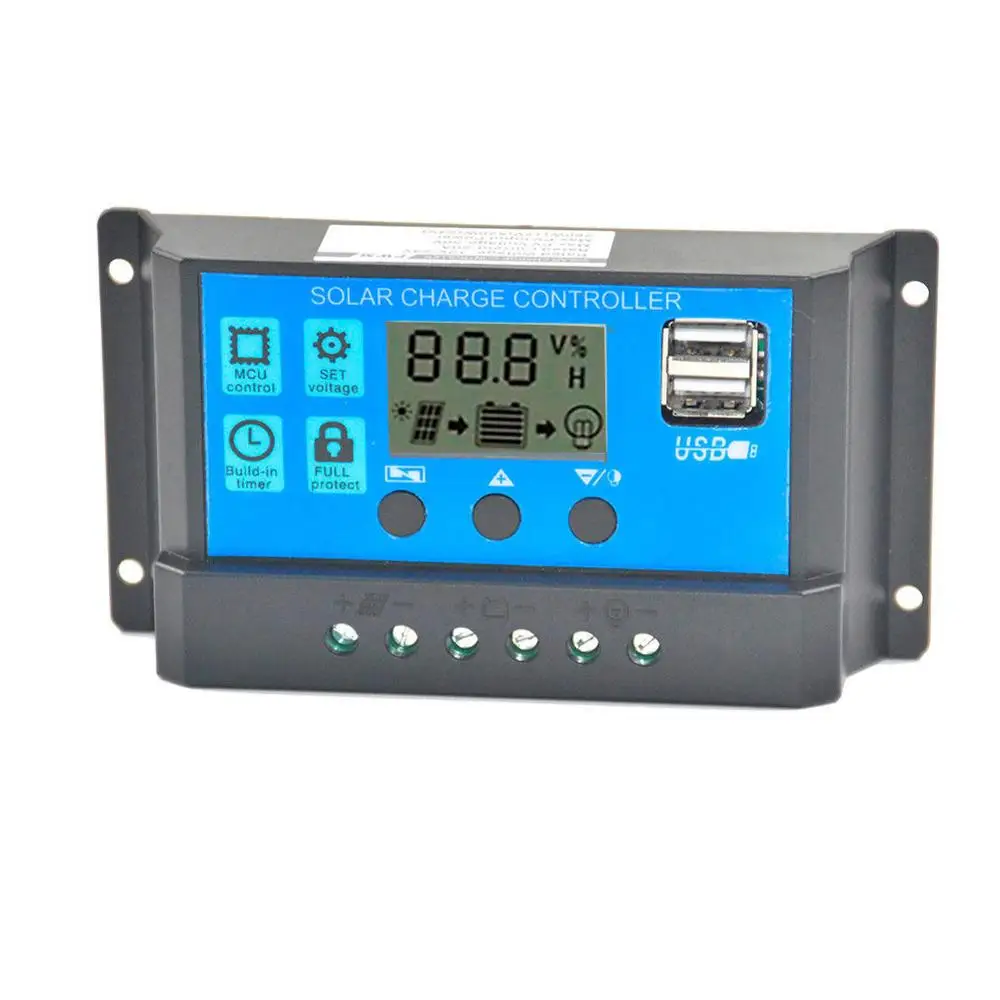 Controlador de cargador de Panel Solar 60A 12V/24V, regulador de batería, controlador de sistema Solar con pantalla LCD USB Dual, gran oferta