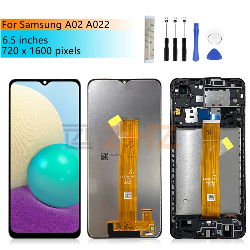 For Samsung A02 LCD Display Touch Screen Digitizer Assembly With Frame For Samsung A022 Display Replacement 6.5''