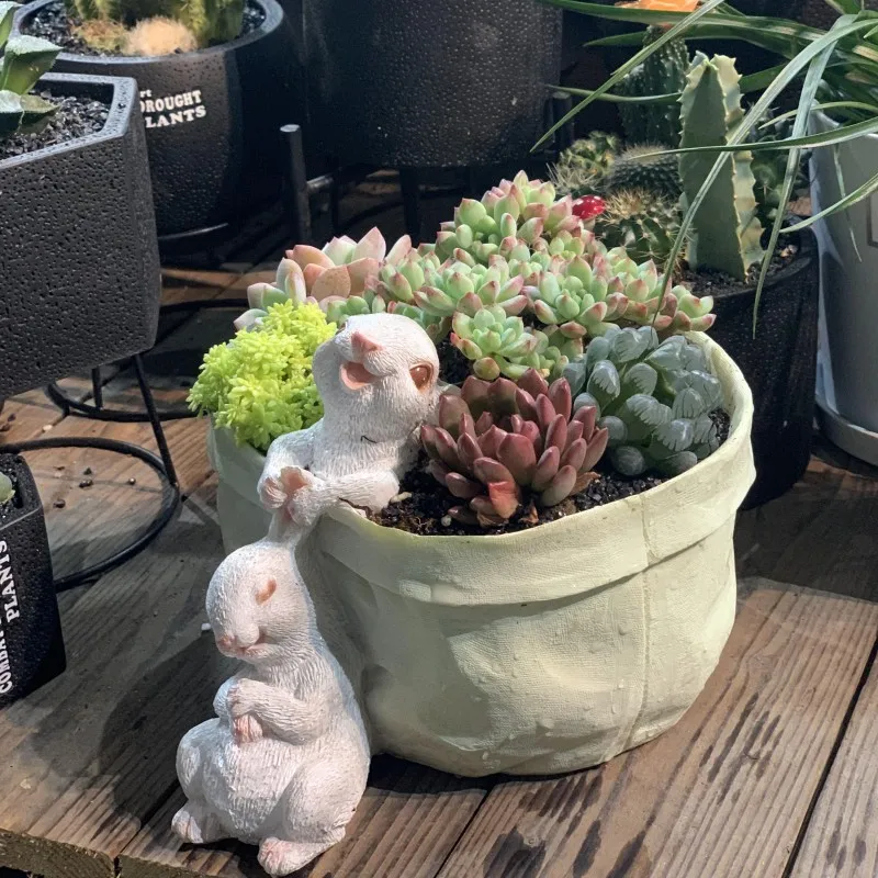

American Rabbit Flower Pot Green Plant Resin Accessories Home Livingroom Desktop Furnishings Crafts Outdoor Ornaments Decoration