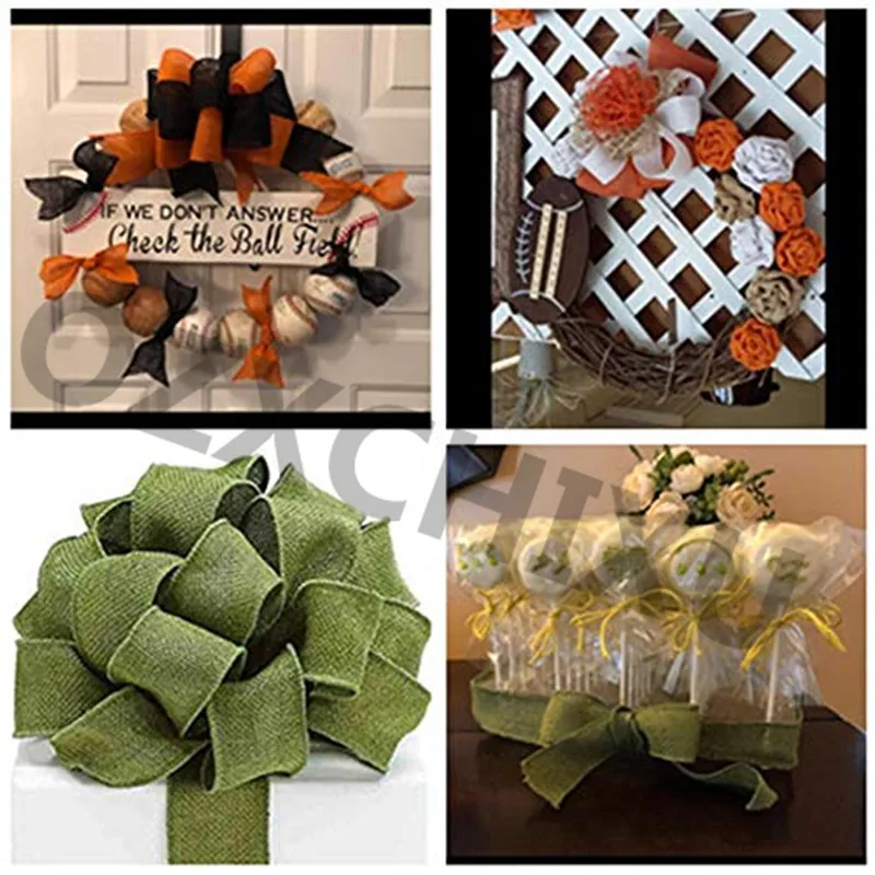 4 colors Natural Jute Burlap Hessian Ribbon Rolls for Rustic Wedding Christmas Gift DIY Party Home Decoration