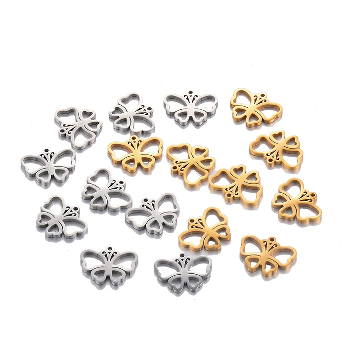 10 Stück/Set Edelstahl-Anhänger für Armbänder, Schmetterlings-Accessoires, DIY-Schmuckzubehör – Detail 2