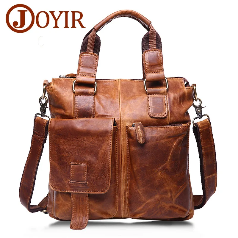 JOYIR Genuine Leather Men\'s Briefcase Male Leather Business Office Laptop Men\'s Bag Messenger Shoulder Crossbody Bag Handbags