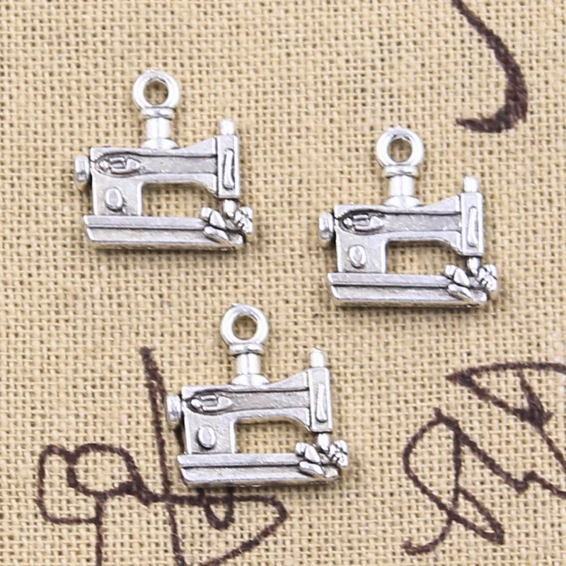 15pcs Charms Tailor Sewing Machine 15x14mm Antique Silver Color Pendants Making DIY Handmade Tibetan Finding Jewelry