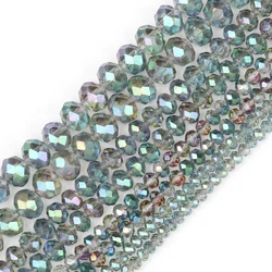 High Quality AB Rainbow Plated Austria Crystal Glass Beads Faceted Rondelle Loose Spacer Beads for Jewelry Making Diy Bracelets