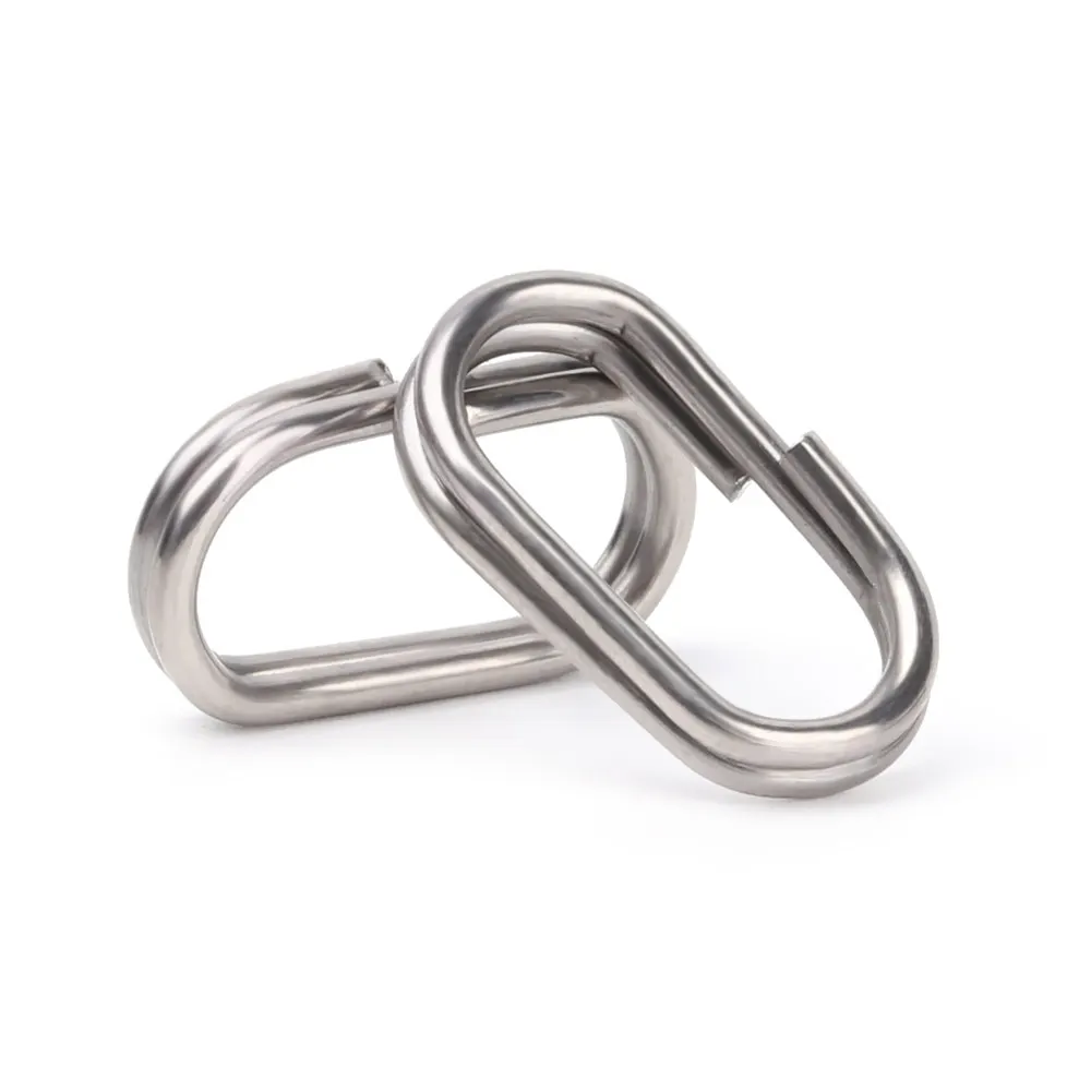 50 PCs/Lot 8/10/13/15/17/19mm Oval Split Rings Snap Swivel Bent Head Fishing Tackle Steel Fishing lure Split Fishing Accessories