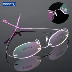 Seemfly Titanium Alloy Glasses Frame Superelastic Rimless Women Metal Ultralight  Frameless Optical Eyeglasses Unisex Eyewear