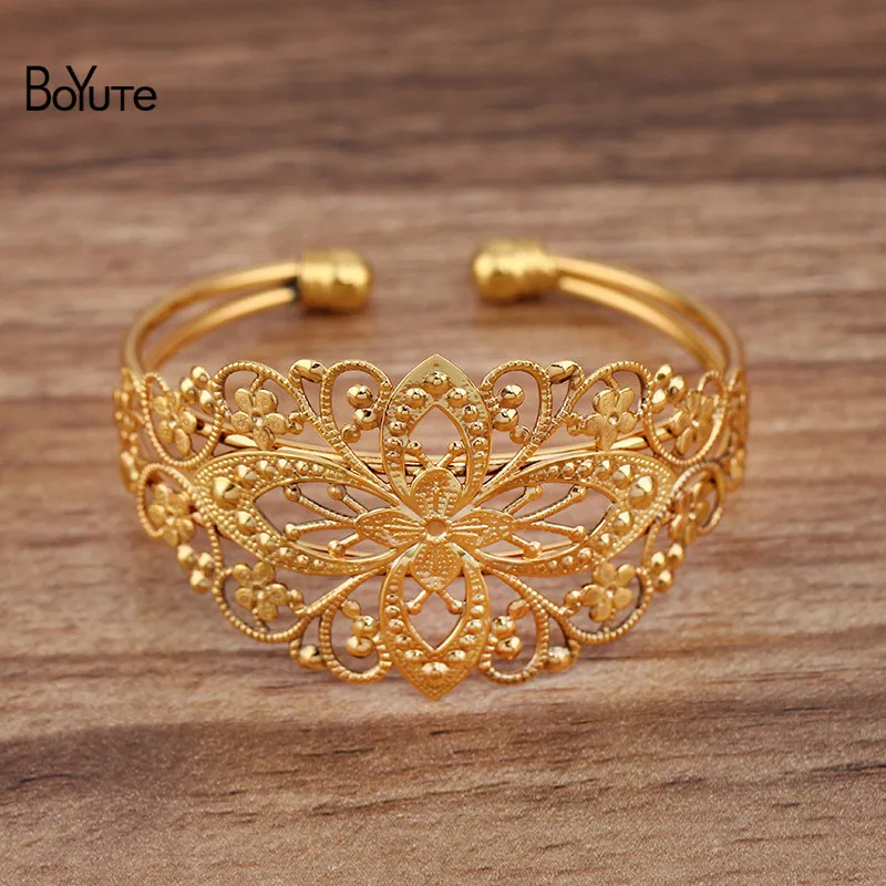 BoYuTe (5 Pieces/Lot) 65*60mm Metal Brass Filigree Bracelet Base Diy Bracelet Jewelry Accessories Handmade Materials