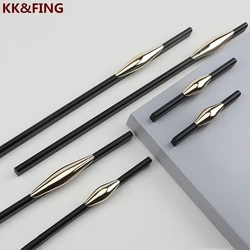 KK&FING NEW Aluminum Alloy Black Cabinet Pulls Kitchen Cupboard Handles Drawer Knobs Gold Lengthen Cabinet Handles Door Pulls
