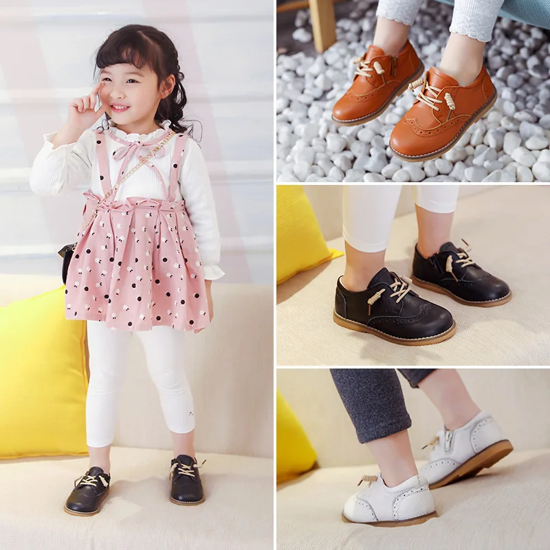 New Spring Autumn Children Genuine Leather Shoes Boys Girls Retro Single Shoes Baby Soft Tendon Bottom Full Cowhide Shoes