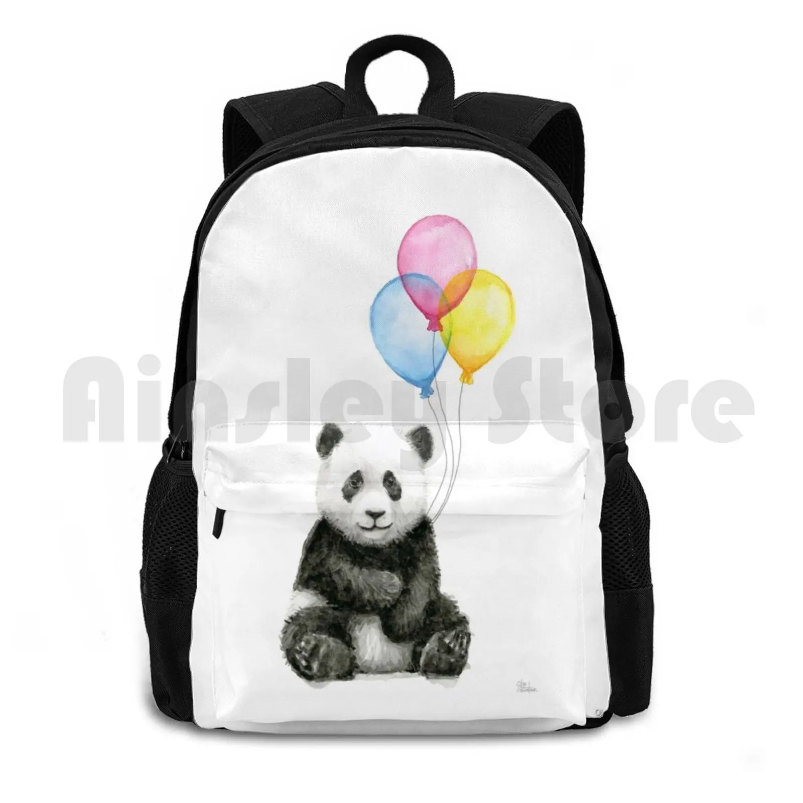 

Baby Panda Watercolor With Balloons Nursery Animal Art Outdoor Hiking Backpack Waterproof Camping Travel Baby Panda Panda Panda