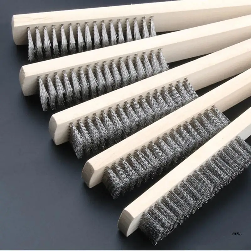 Wire Brush Set for Cleaning 3-Pack Multi Purpose Wood Handle Stainless Steel Wire Scratch Brush for Heavy&Light Cleaning