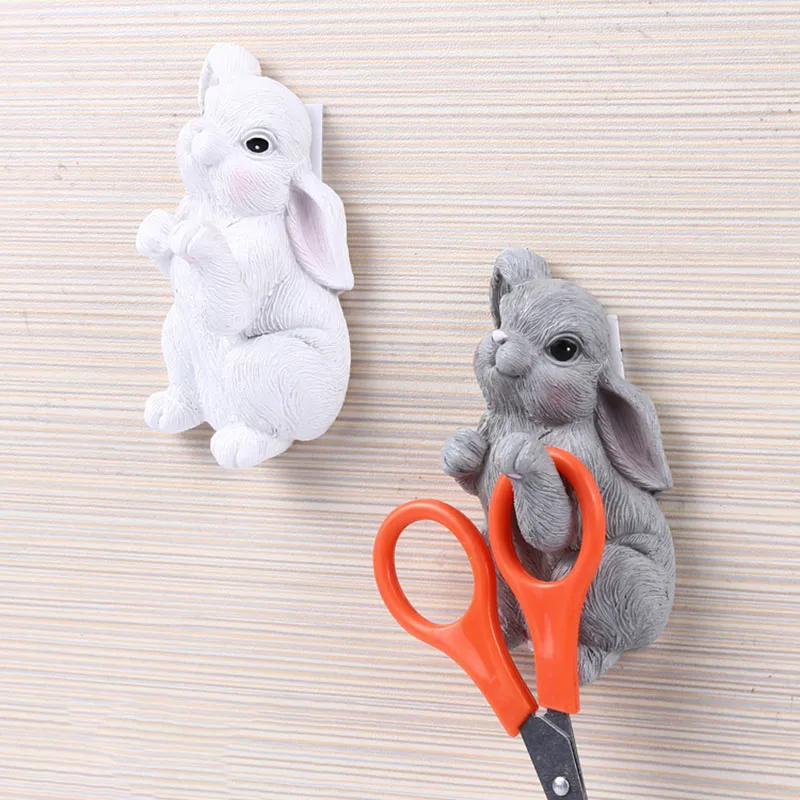 Cute Rabbit Hook Key Holder Wall Hangers For Clothes Coat Hanger Self Adhesive Wall Hooks Hanger Decor Kitchen Bathroom Hooks