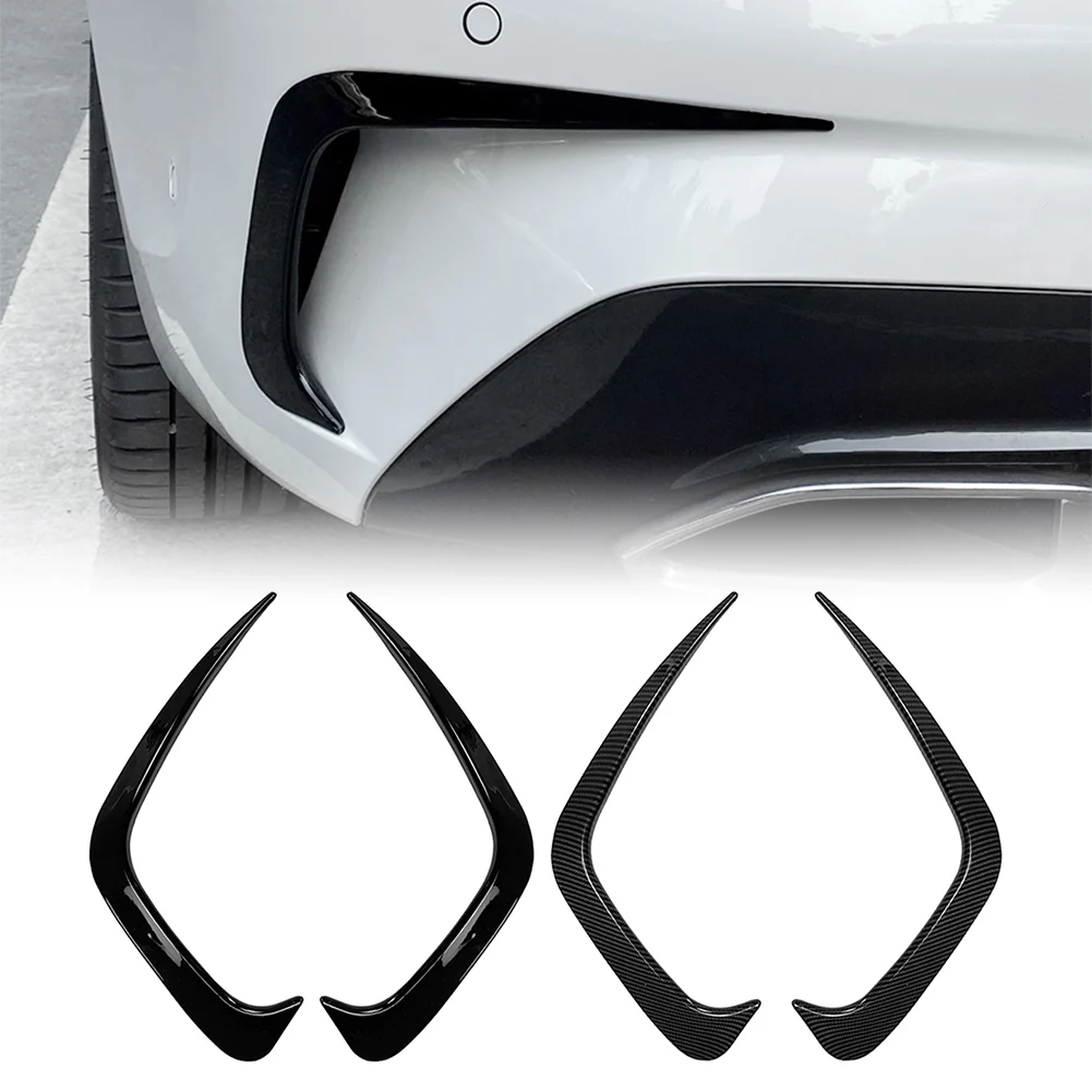 2Pcs Car Rear Bumper Fog Light Eyebrow For BMW 3 Series G20 2019-2020 Carbon Fiber ABS Cover Trim Decoration Parts