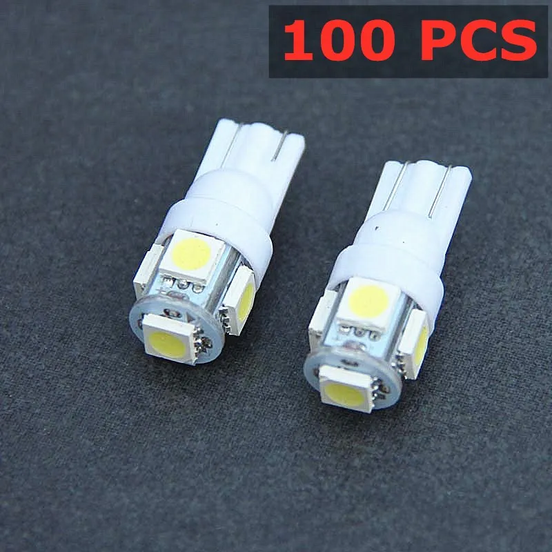 100 PCS T10 W5W LED Bulb 5 SMD LED White194 168 Super Bright wedge Lights bulbs Lamps 12V 5050 SMD