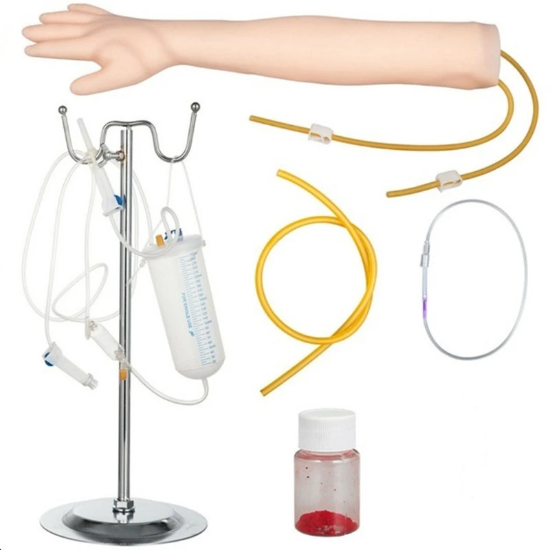 A9LC Intravenous Practice Arm Kit Phlebotomy Arm Kit with Infusion Stand Practice Arm for Phlebotomy IV Practice Arm Kits