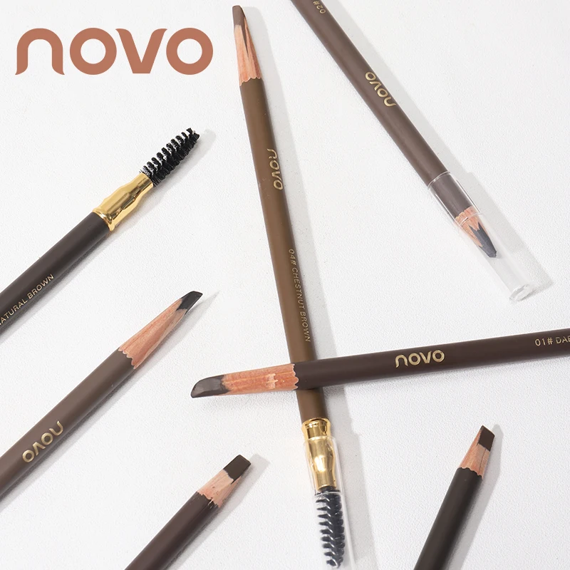 Eyebrow Pencil Makeup Eyebrow Enhancers Cosmetics Natural Long Lasting Tint Waterproof 4 Colors Wooden Eye Brow Pen with Brush