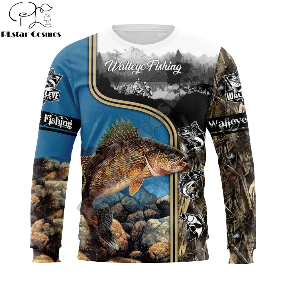 Walleye pesca com o pai 3d todo impresso outono dos homens moletom com capuz unisex streetwear casual zip jaqueta pulôver kj565