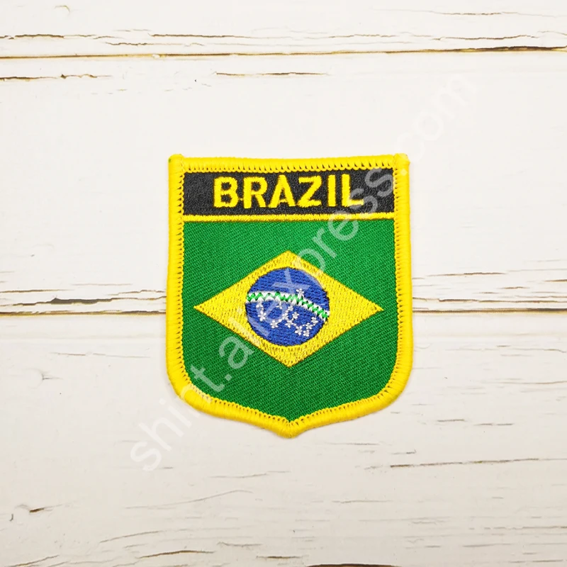 Brazil National Flag Embroidery Patches Badge Shield And Square Shape Pin One Set On The Cloth Armband Backpack Decoration Gifts