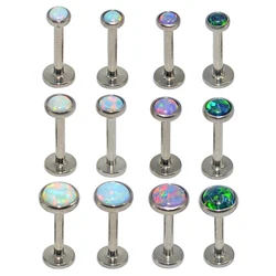 Pendiente de ópalo de hilo interno de titanio G23, joyería para Piercing, Labret, Monroe, labio, cartílago de la oreja, Tragus, hélice, 1 unidad