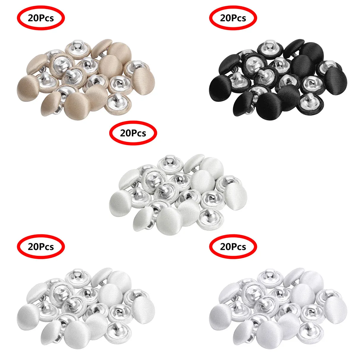 20 10mm Botones DIY Smooth Satin Covered Metal Shank Buttons US Stock Sewing Fasteners for Tuxedo Suits Bridal Gowns Decoration