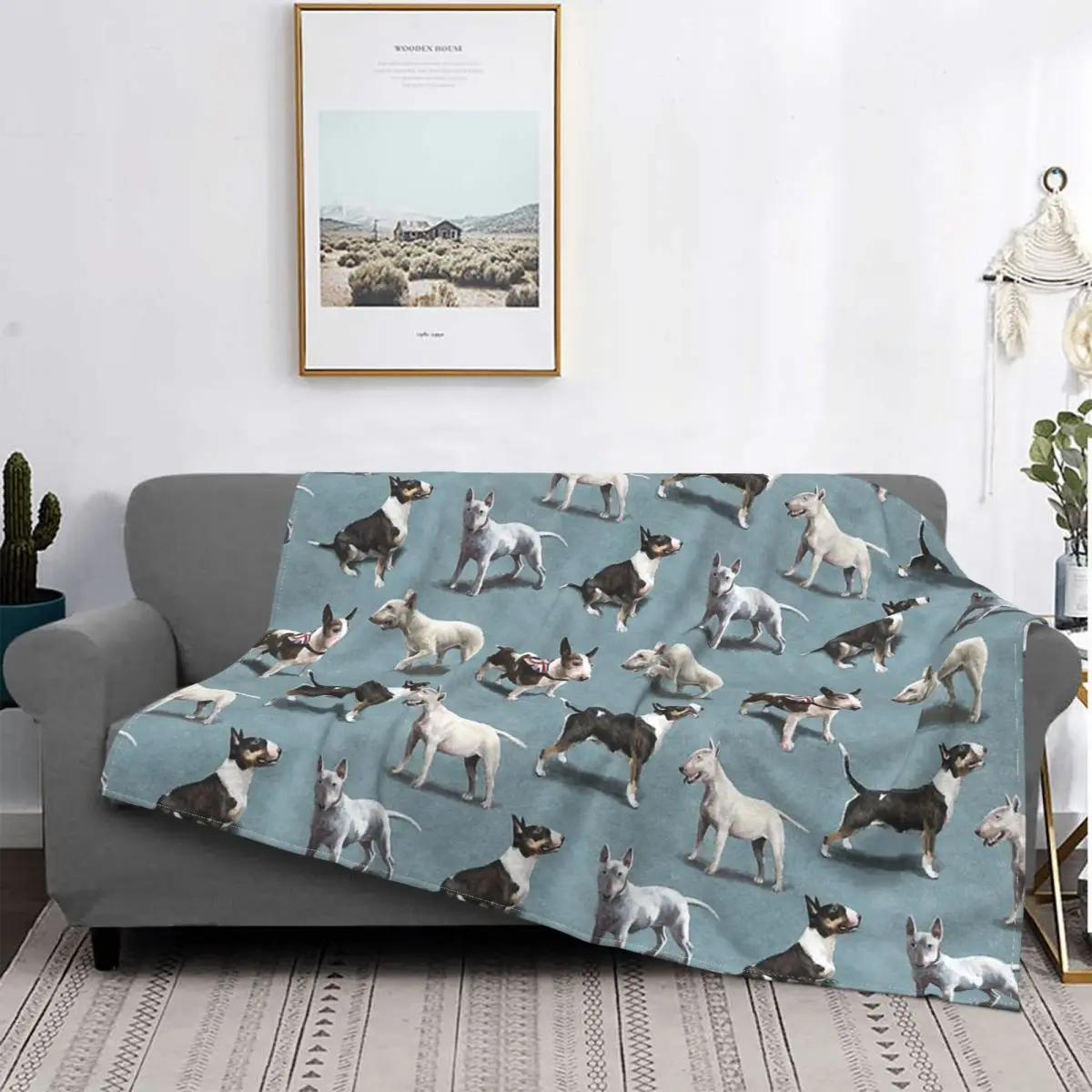 

The Bull Terrier Dog Blanket Fleece Awesome Breathable Throw Blankets for Home Summer