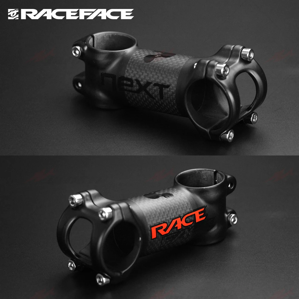 Next Race Face Matte Stem Alloy, 3K Carbon Fiber Stem, 31.8x28.6mm, Glossy Black, Red Logo Sticker, Road Bike, MTB Bicycle