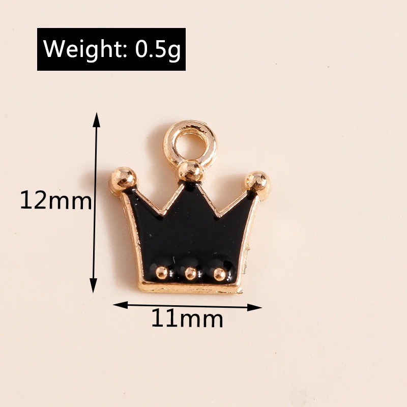 10pcs 12*11mm Cute Enamel Crown Charms Pendants for Necklace Earrings Keychain Diy Jewelry Making Accessories