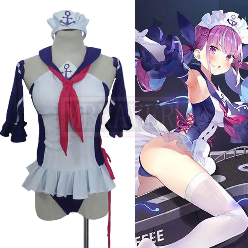 

VTuber Hololive Minato Aqua Sailor Suit Swimsuit Cos Cosplay Costume Uniform Christmas Halloween Custom Made Any Size