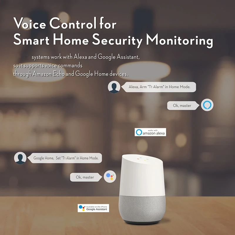 Wireless Home Security Alarm System, Wi-Fi, Intruso, GSM, Smart Life App, Alexa, Google Home, Controle de Voz