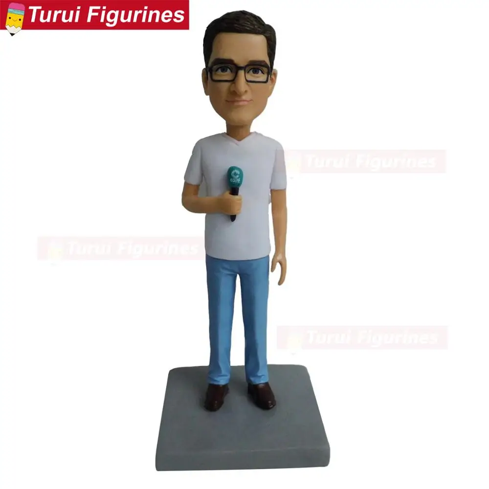 karaoke man figurine for art toy home decor people miniature custom design by Turui Figurines handmade polymer clay dolls