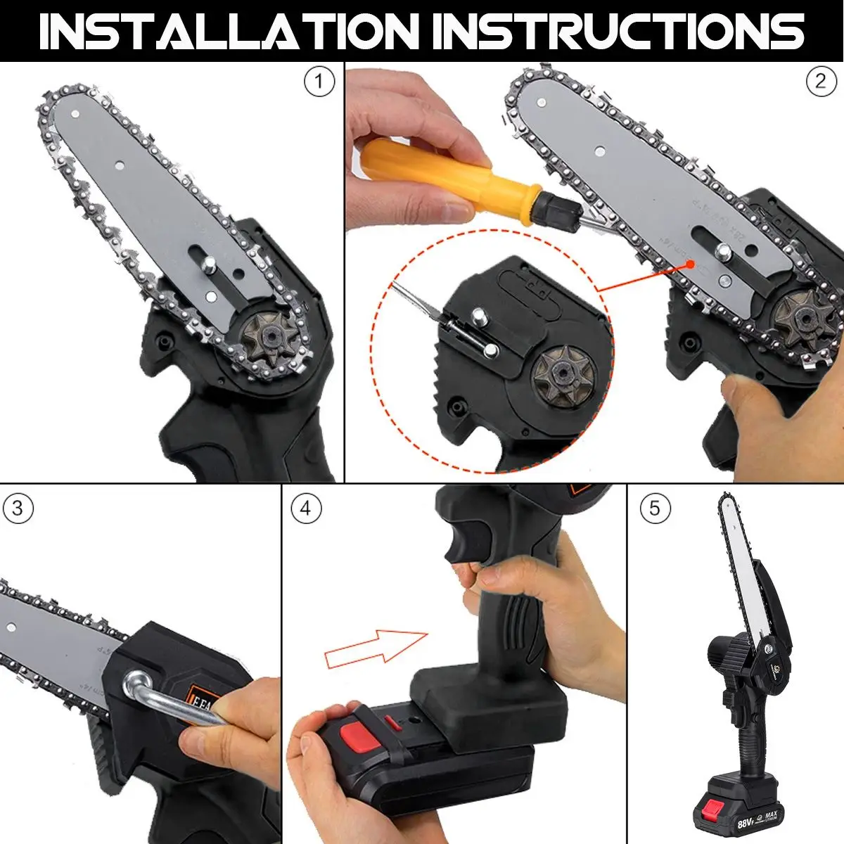 8 Inch Brushless 88VF Electric Chain Saw Mini Chainsaw Rechargeable Wood Cutter Pruning Garden Power Tool For Makita 18V Battery