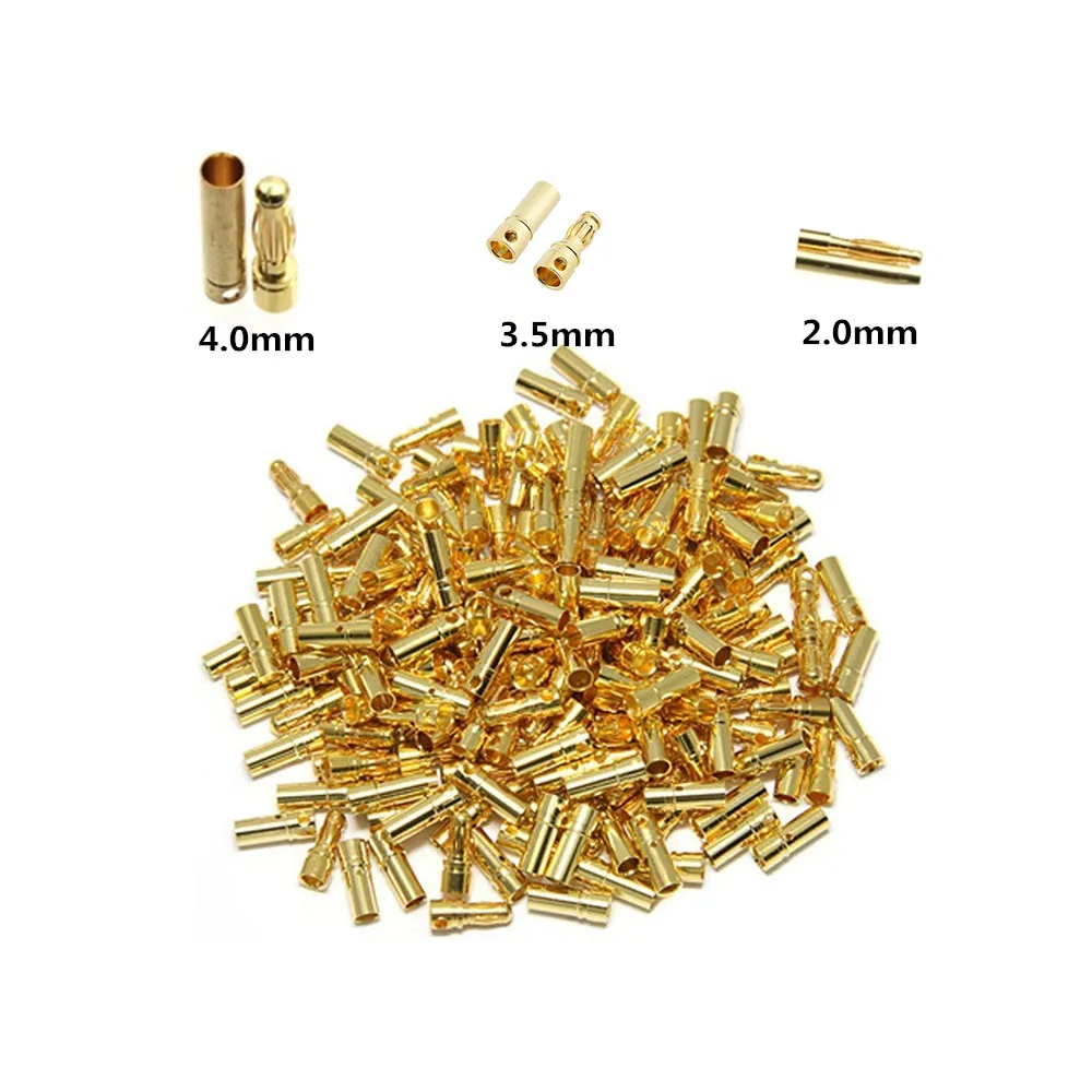 40 pcs 2.0mm 3.5mm 4.0mm Gold-plated Bullet Banana Plug Male Female Connector For RC Battery Motor ESC