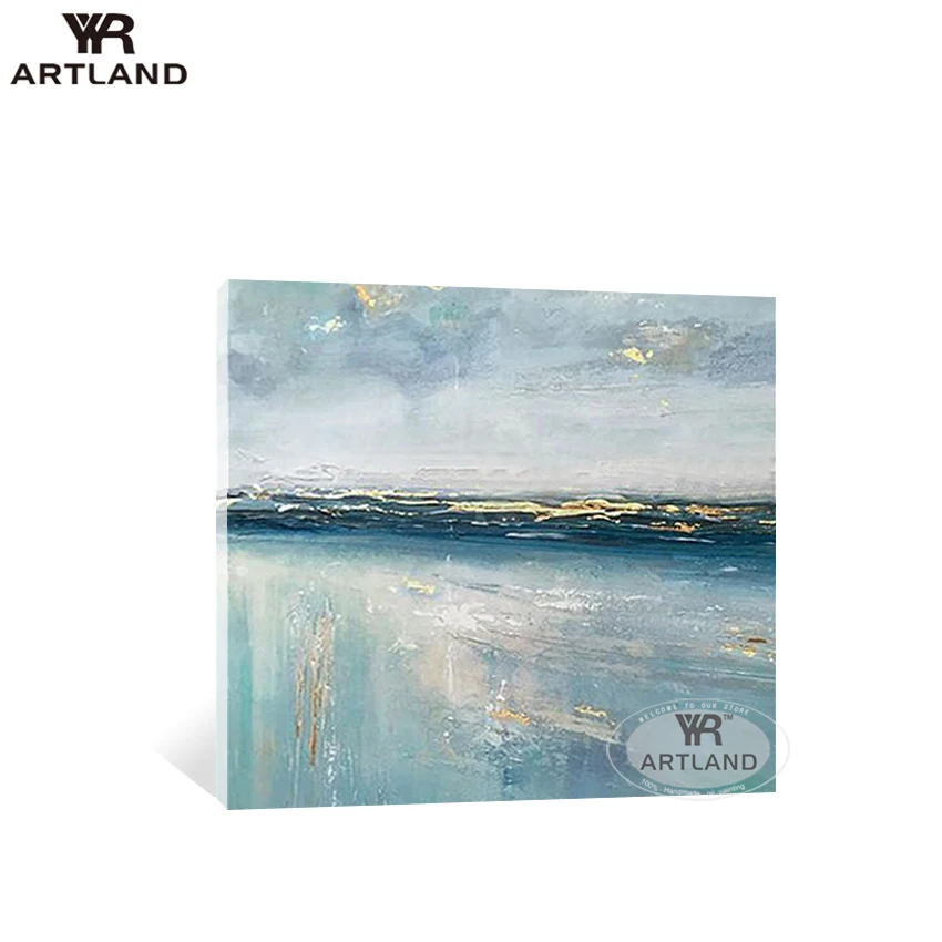 

100% Handmade abstarct oil painting on canvas blue seascenery and sky landscape wall art picture poster for living room bedroom