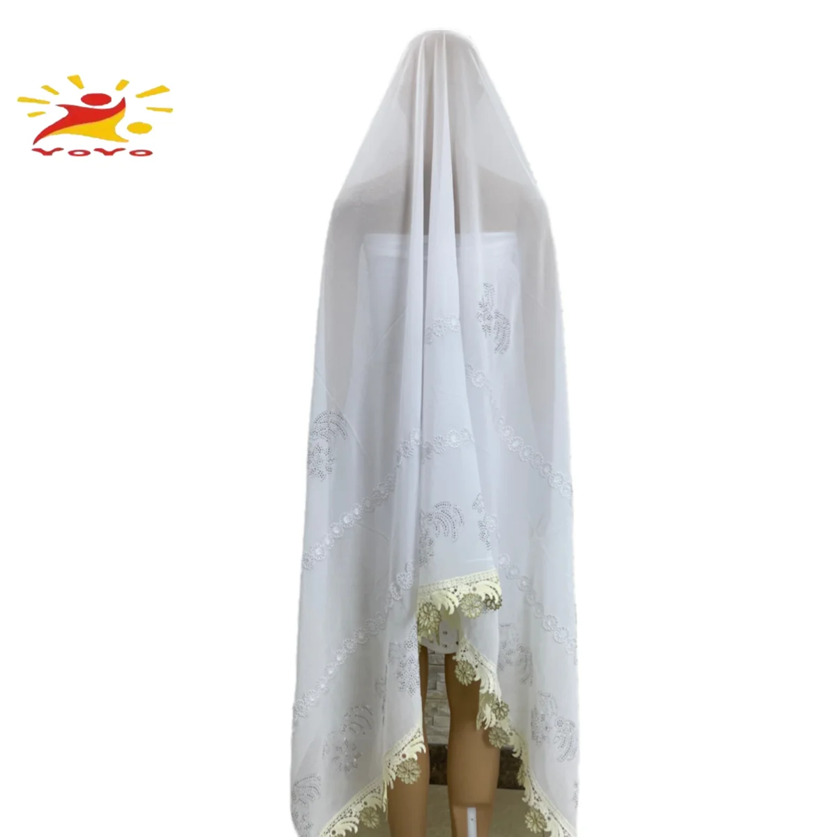 2021African Women Chiffon Splices Lace Hijabs Shawl Big Size 200*120cm Plain Muslim Lady Scarf Wholesale Pashmina