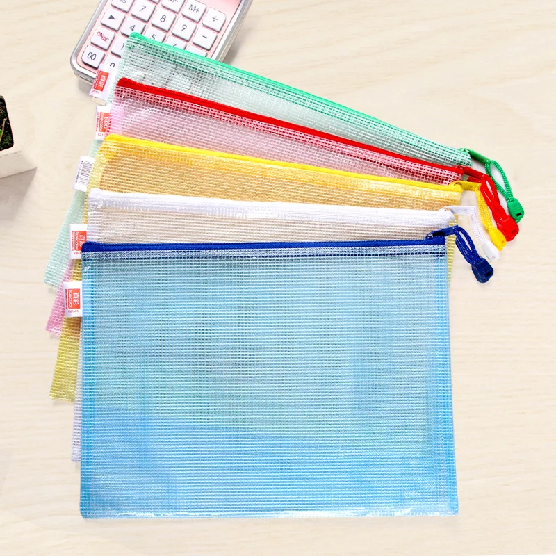 Menebal File Tas Transparan Jala Ritsleting Tas Penyimpanan Tas Alat Tulis Tas Tahan Air Portofolio Informasi Tas Alat Tulis