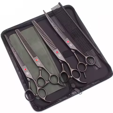 Scissors for Dogs 8 inch Purple Dragon Japan 440C Pet Grooming Scissors Chunker Shears Dog Thinning Shears Curved Add Case Z3015