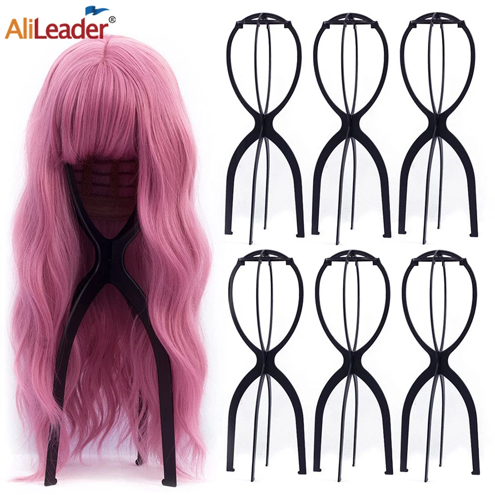 Alileader Cheap 1-3Pcs Ajustable Wig Stands Plastic Hat Display Wig Head Holders Mannequin Head/Stand Portable Folding Wig Stand