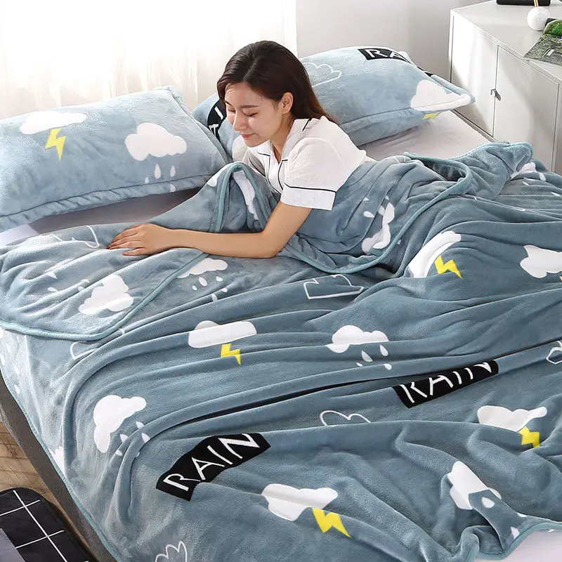 Blanket Super Soft Coral Velvet Blanket Double Bed Single Flannel Cover Blanket Air Conditioning Blanket (not include pillowcase