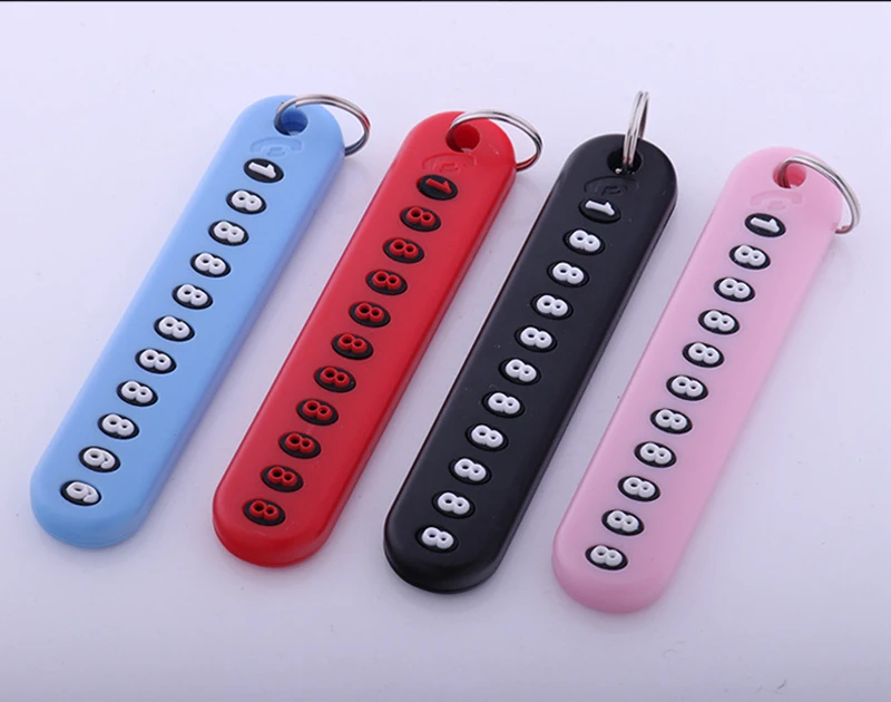 4 Colors Anti-Lost Phone Number Plate Car Keychain Pendant Auto Vehicle Card Keyring Key Chain for Men and Women