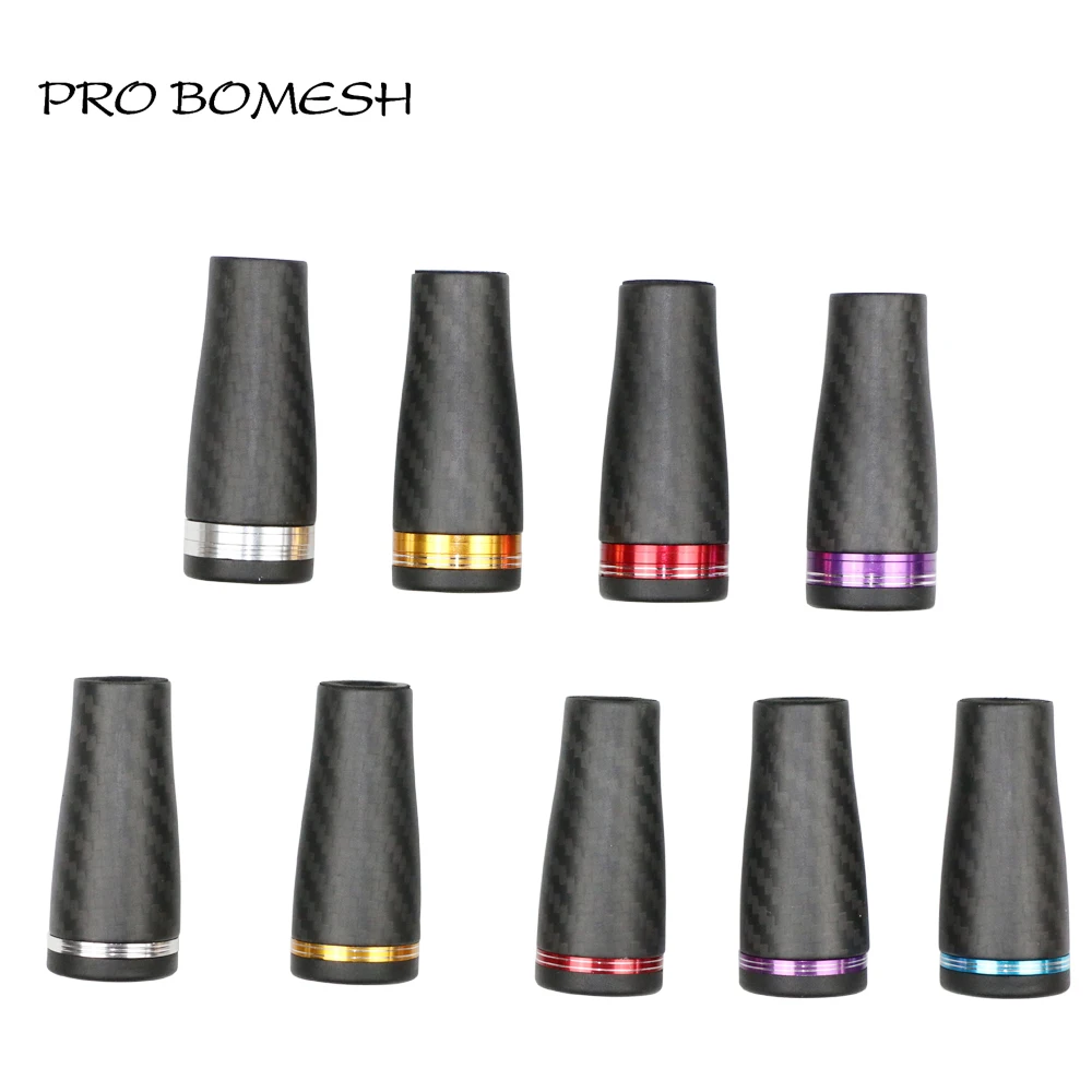 Pro Bomesh 1pcs Carbon Fiber Aluminum Fighting Butt Cap Butt Plug Decorative Trim DIY Fishing Rod Component Repair Accessory